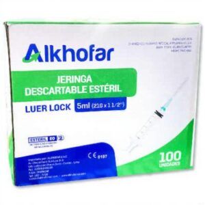 JERINGA 5 ML 21G X 1 1/2 ALKHOFAR CAJA X 100 UNID
